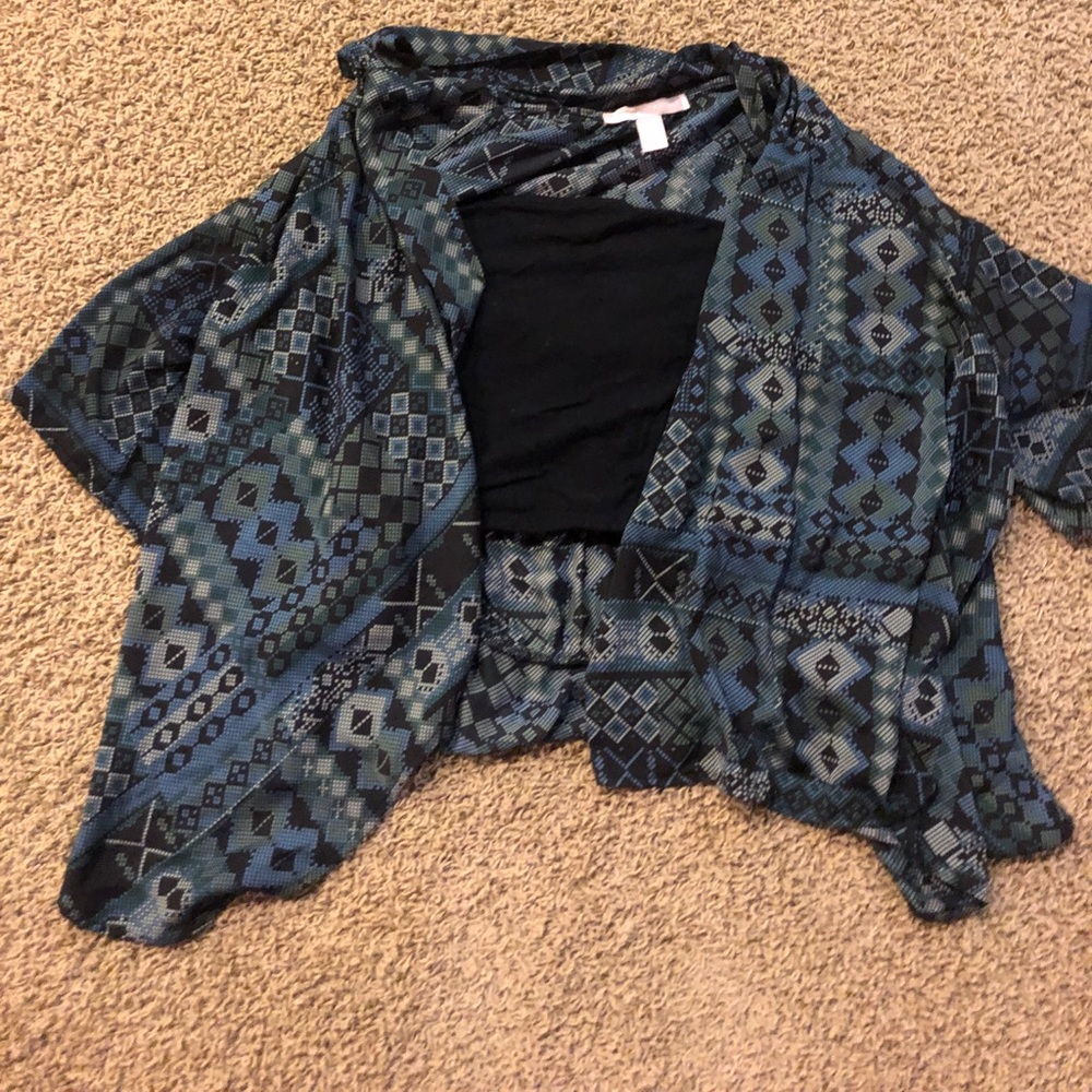 Green patterned silk layer cardigan very very lit